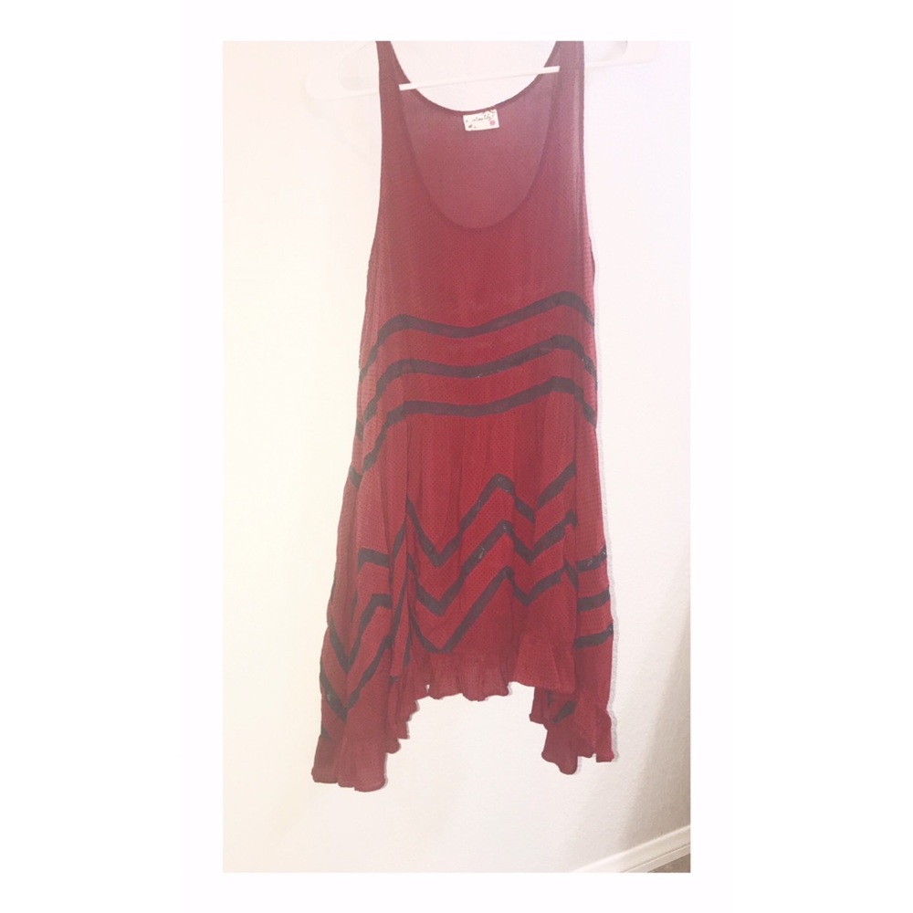 Free People Red & Black Tunic Dress Size Small
